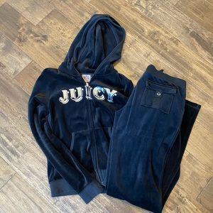 Juicy Couture velour set black with pink & silver